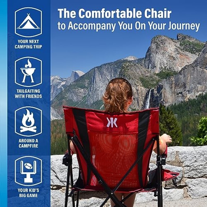 Kijaro 이중 잠금 휴대용 캠핑 의자 - 다목적 접이식 의자, 스포츠 의자, 야외 의자로 야외 활동 즐기기 - 이중 잠금 기능 잠금 위치 - 몰디브 블루(2팩)