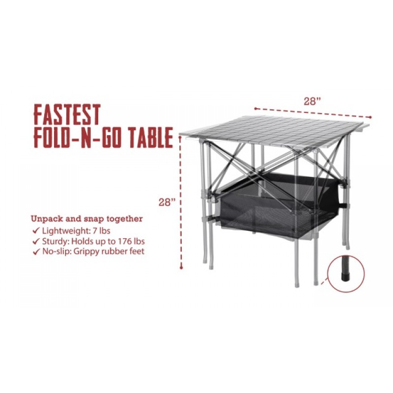 TrailBuddy 접이식 캠핑 테이블 - 야외 및 뒷문용 휴대용 알루미늄 접이식 테이블, 28