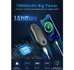 손난로 충전식, 10000mAh 전기 손난로 보조베터리, 3단계 양면 난방, 15시간 열 야외, 캠핑, 하이킹, 스키, 가정용 휴대용 히터 선물