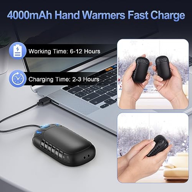 Nodinsy 손난로 충전식 2팩, 2 in 1 USB 전기 휴대용 포켓 히터 4000mAh 야외, 실내, 캠핑, 사냥, 통증 완화, 남성 여성을 위한 크리스마스 따뜻한 선물-1