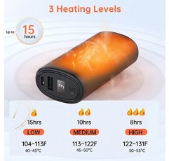 Aluan 손난로 충전식, 휴대용 전기 손난로 10000mAh 보조베터리, 겨울 야외 활동, 캠핑, 하이킹, 레이노용 디지털 디스플레이가 있는 양면 오래 지속되는 히터