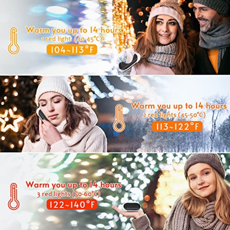 핸드 워머, 휴대용 포켓 핫 핸드 워머 10000 mAh USB 보조베터리, 양면 급속 가열 미니 히터 야외 사냥 캠핑 추운 겨울 남성과 여성을 위한 훌륭한 선물 (블랙)