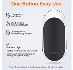 핸드 워머, 휴대용 포켓 핫 핸드 워머 10000 mAh USB 보조베터리, 양면 급속 가열 미니 히터 야외 사냥 캠핑 추운 겨울 남성과 여성을 위한 훌륭한 선물 (블랙)