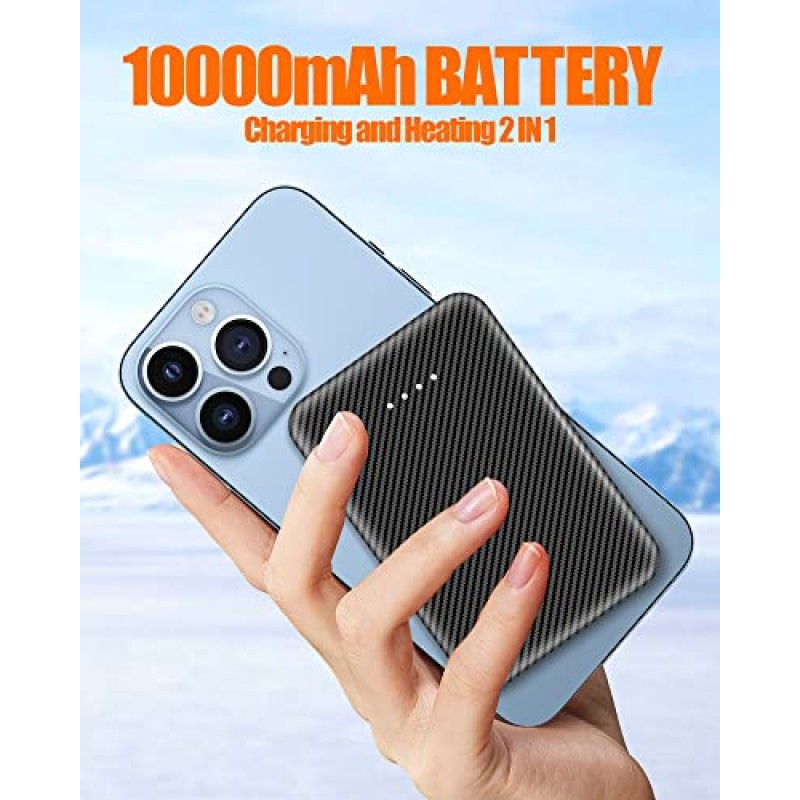 10000mAh 핸드 워머 파우치 - 온열식 핸드 머프, 4개의 가열 구역, 3개의 온도 조절 장치, 야외 사냥, 캠핑, 축구, 골프용
