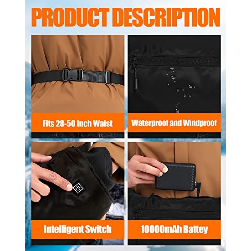 10000mAh 핸드 워머 파우치 - 온열식 핸드 머프, 4개의 가열 구역, 3개의 온도 조절 장치, 야외 사냥, 캠핑, 축구, 골프용