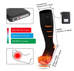 가열 양말, 남성 여성용 전기 가열 양말, 5000mAh 충전식 배터리 단열 양말 최대 12시간, 겨울용 세탁 가능 보온 양말 야외 캠핑 스키 낚시 라이딩용 발 따뜻하게