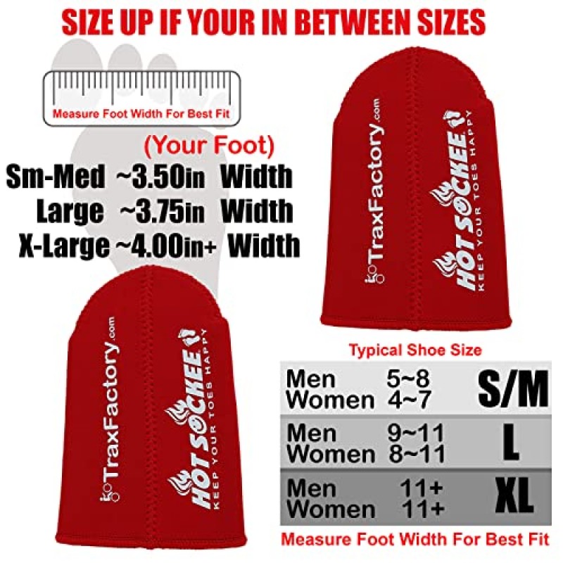 Hot Sockee - 네오프렌 발가락 워머 - 신발 또는 부츠 내부 착용 - 3가지 사이즈 - 사이클링, 하이킹, 겨울 스포츠, 캠핑, 작업 및 건설 부츠