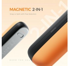 OCOOPA 2 in 1 자기 충전식 손난로, UT2s 미니 전기 손난로, 분할 USB-C, 3단계 열 수준 및 메모리 기능으로 재사용 가능, 휴대용 포켓 히터, 여성용 남성을 위한 기술 선물