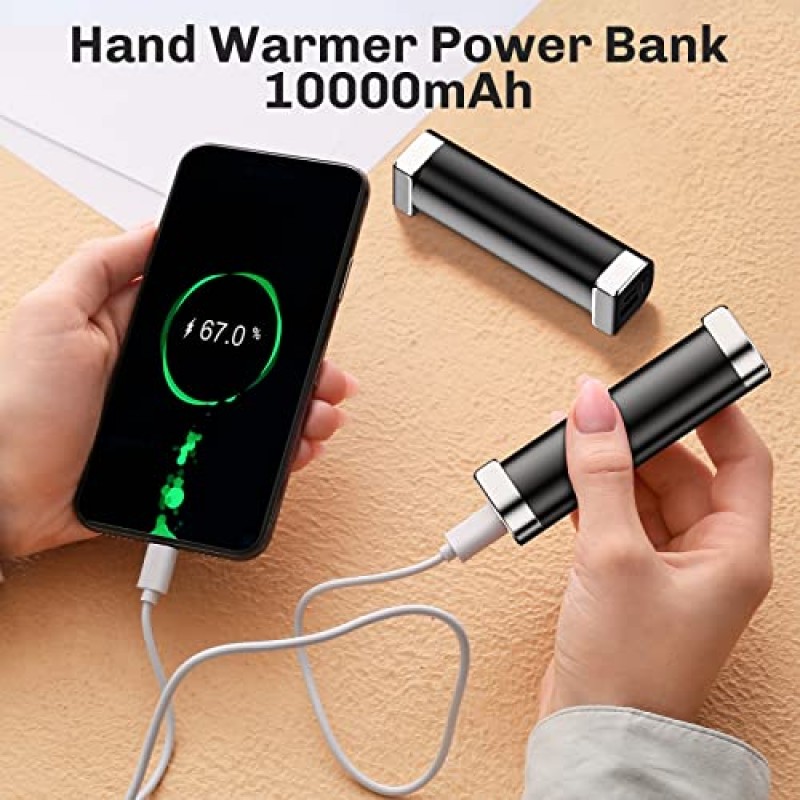손난로 충전식 2팩 - WQOE 5000mAh 전기 손난로 보조베터리, USB 휴대용 재사용 가능한 손난로, 야외 스포츠, 사냥, 캠핑, 여성 남성을 위한 겨울 선물용으로 적합