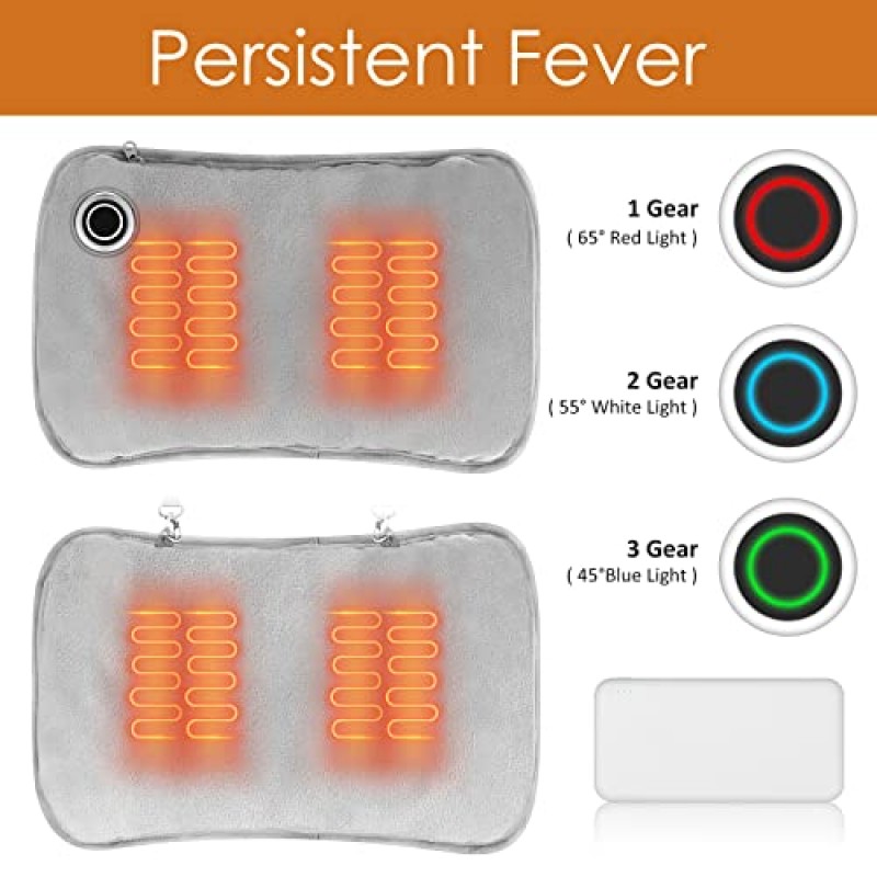 10000MAH 전원 은행, 2개의 가열 구역 및 3개의 열 모드, 여성, 어린이, 사냥, 캠핑 및 크리스마스 선물용 고속 전기 가열 파우치가 포함된 충전식, 휴대용 그래핀 가열 장갑 Handwarmers 가방