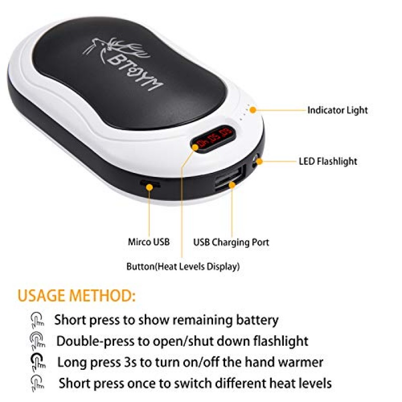 BTOYM 손 따뜻하게 충전식 10000mAh 휴대용 포켓 전원 은행 캠핑 사냥을위한 전기 손 따뜻하게 여성 남성을위한 하이킹 겨울 선물