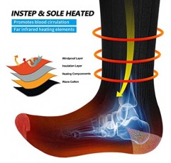 남성 여성을위한 Qimh 가열 양말, 2022 업그레이드 된 충전식 전기 열 양말, 야외 낚시 등산 하이킹 스키 캠핑을위한 5000 mAh 배터리 발 따뜻하게