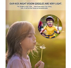 globmeiyin 어린이 야간 투시경 고글, 조정 가능한 스파이 장비 야간 임무 고글, 플립 아웃 조명이 있는 보호용 조정 가능한 안경 장난감 녹색 렌즈