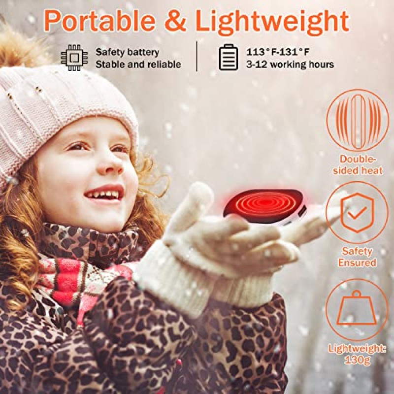 손난로 충전식 7800mAh 전기 손난로 12시간 재사용 가능 난방 USB 휴대용 포켓 히터 야외 캠핑 사냥을 위한 핸드워머 남성과 여성을 위한 골프 겨울 선물