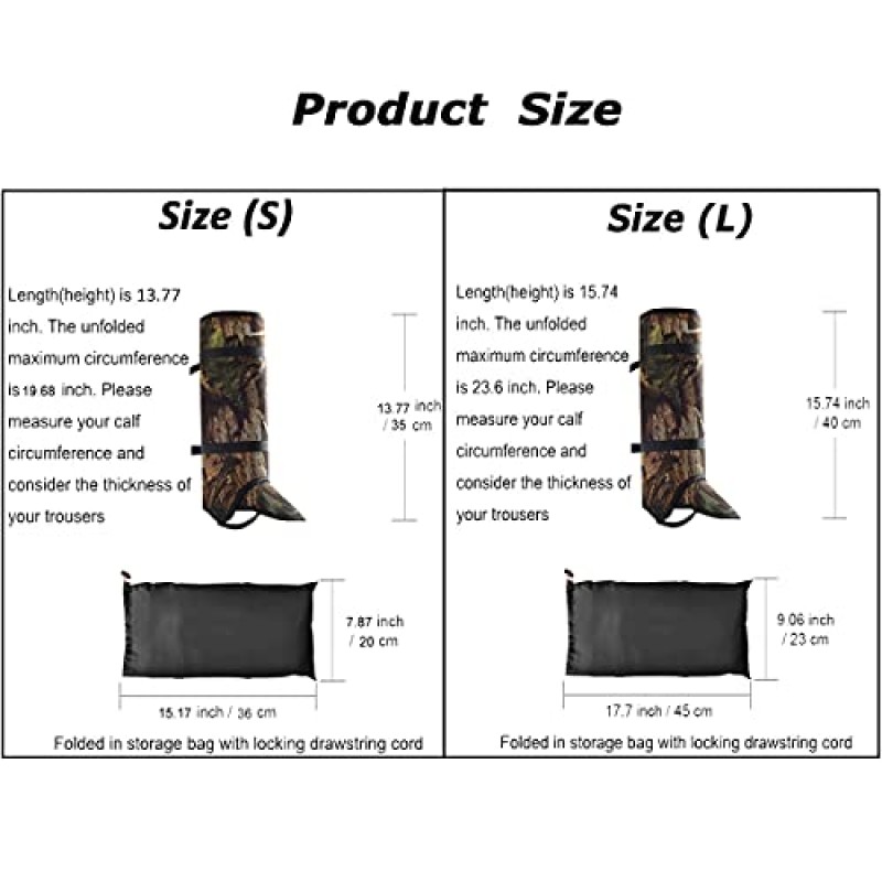 ROCKPUTTEE Snake Guardz 각반 뱀 방패는 뱀에 물린 방지 장치로부터 보호합니다. 방울뱀 사냥, 캠핑, 하이킹, 야외 활동, 위장용 방수