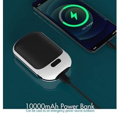 손난로, 10000mAh 충전식 전기 손난로 및 보조베터리, 휴대용 USB 손난로, 양면 난방, 3가지 열 수준, 13시간 지속, 사냥, 골프, 남성 여성을 위한 캠핑 선물