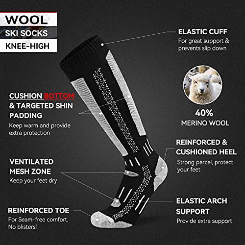 바쁜 양말 남성용 여성용 메리노 울 스키 양말 겨울 따뜻한 양말 스키 스노우 보드 야외 스포츠 추운 날씨