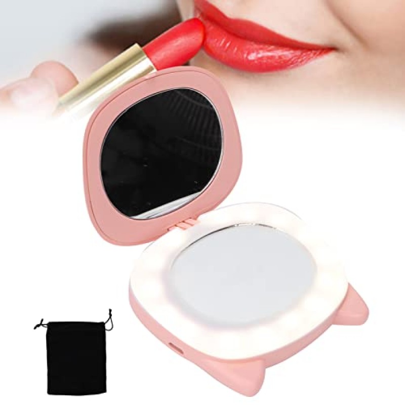 손난로 충전식, 전기 손난로, 포켓 미러 라이트가 장착된 소형 USB 핸드워머 가정용 여행용 남성용 및 여성용 휴대용 핸드 히터 캠핑 낚시 스키(핑크 돼지)