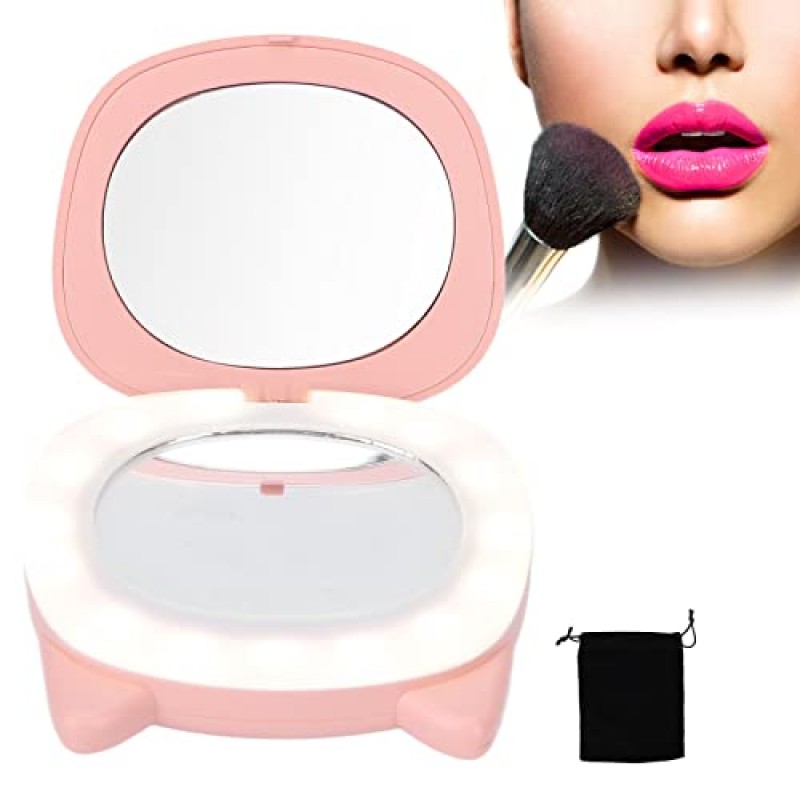 손난로 충전식, 전기 손난로, 포켓 미러 라이트가 장착된 소형 USB 핸드워머 가정용 여행용 남성용 및 여성용 휴대용 핸드 히터 캠핑 낚시 스키(핑크 돼지)