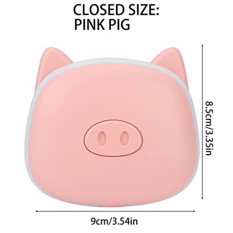 손난로 충전식, 전기 손난로, 포켓 미러 라이트가 장착된 소형 USB 핸드워머 가정용 여행용 남성용 및 여성용 휴대용 핸드 히터 캠핑 낚시 스키(핑크 돼지)