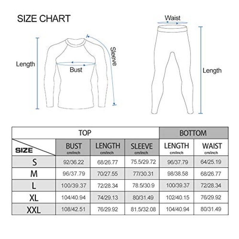 MEETWEE 남성용 보온 속옷, 겨울용 베이스 레이어 세트 탑 & 롱 존스 겨울 스키 보온용 방한복