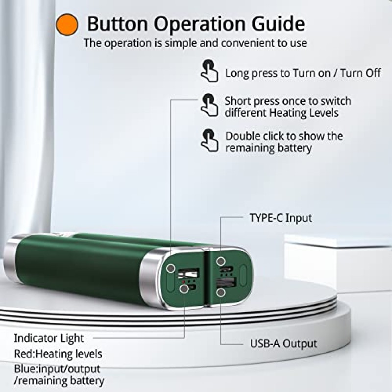 Konket 2 팩 손난로 충전식, 전기 손난로, 휴대용 손 히터 보조베터리 충전기, 10000mAH 분리형 자석, 겨울 야외/사냥/낚시/스키/캠핑/따뜻한 선물 사용