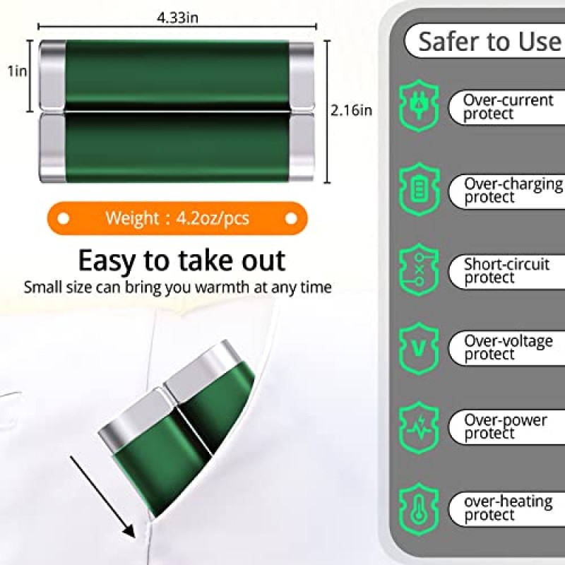 Konket 2 팩 손난로 충전식, 전기 손난로, 휴대용 손 히터 보조베터리 충전기, 10000mAH 분리형 자석, 겨울 야외/사냥/낚시/스키/캠핑/따뜻한 선물 사용