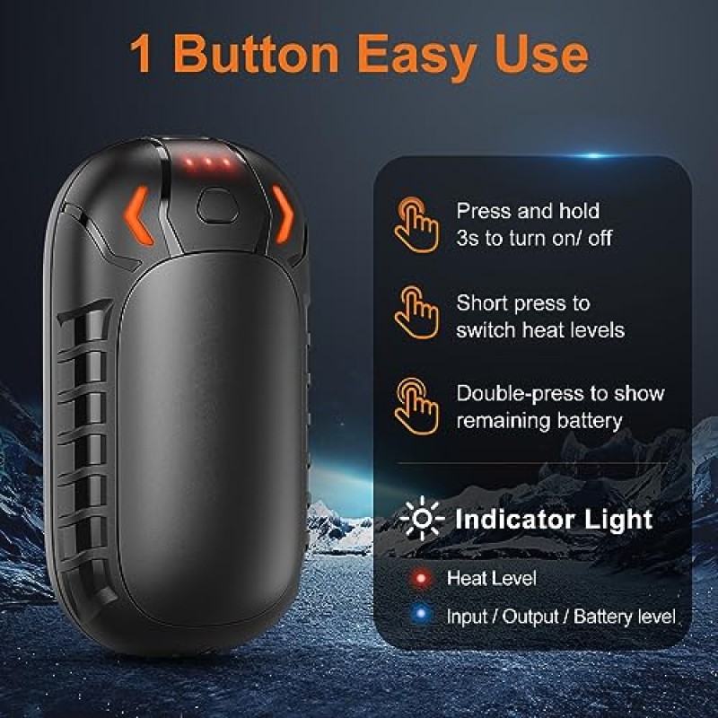 Netraty 손 따뜻하게 충전식 2팩, 4000mAh 전기 휴대용 포켓 히터, USB 2 in 1 Handwarmers, 야외 활동, 사냥, 골프, 캠핑, 통증 완화, 남성 여성을 위한 따뜻한 선물-13