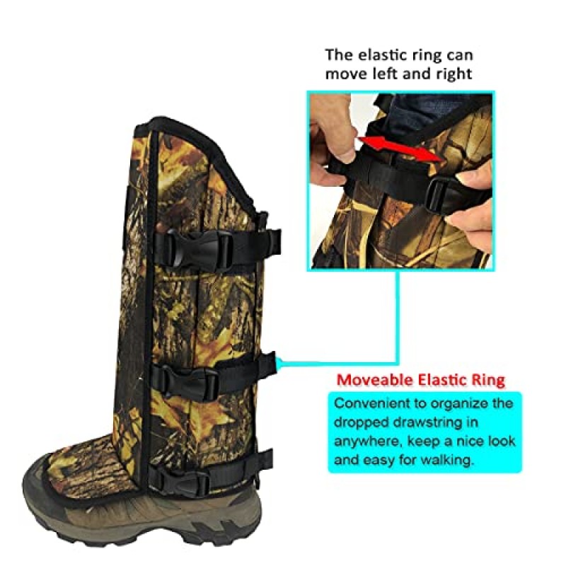 Smarkey Snake Gaiters 낮은 다리용 물린 보호 가드는 모든 유형의 방울뱀 및 기타 독사 물림, 사냥, 캠핑 등을 위한 스네이크 레깅스(1 쌍)로부터 보호합니다.