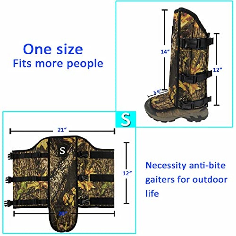 Smarkey Snake Gaiters 낮은 다리용 물린 보호 가드는 모든 유형의 방울뱀 및 기타 독사 물림, 사냥, 캠핑 등을 위한 스네이크 레깅스(1 쌍)로부터 보호합니다.