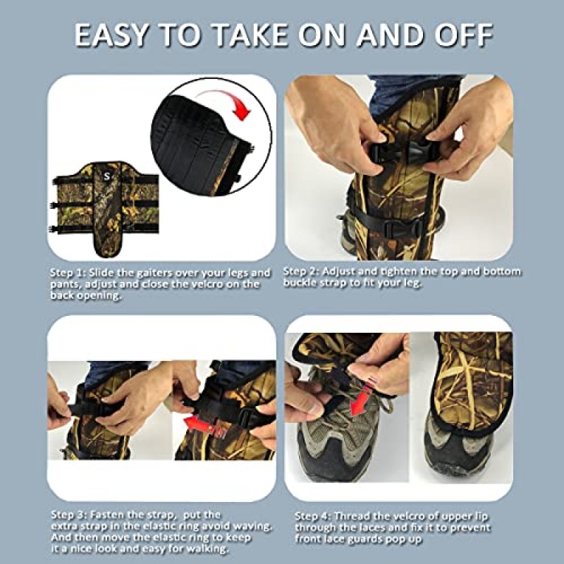 Smarkey Snake Gaiters 낮은 다리용 물린 보호 가드는 모든 유형의 방울뱀 및 기타 독사 물림, 사냥, 캠핑 등을 위한 스네이크 레깅스(1 쌍)로부터 보호합니다.