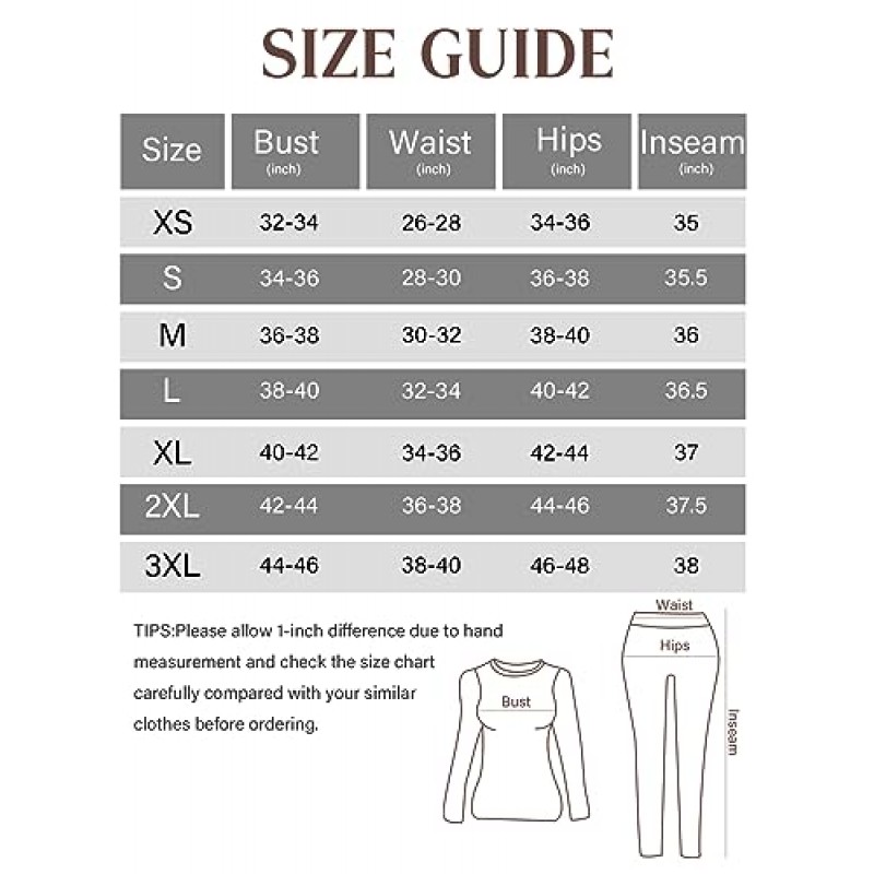 YADIFEN 여성용 열 속옷 세트, 여성용 롱 존스 양털 안감 긴 속옷 탑 하단 추운 날씨가있는 기본 레이어