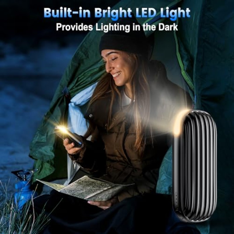 충전식 손난로 - 14000mAh 충전식 손난로 2팩, LED 조명, 30시간 발열 최대 131°F, USB 전기 가열식 손난로 골프, 레이노, 캠핑용 재사용 가능한 보조베터리