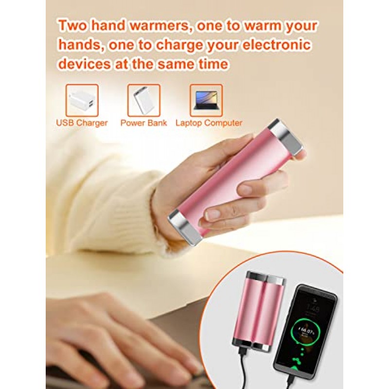 손난로 충전식 - 10000mAh 분할 자기 2팩, 3단계 전기 재사용 가능 손난로, 최대 15시간 예열 시간, 보조 배터리, 야외 활동, 골프, 캠핑, 스키용