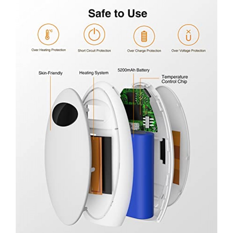 손난로 충전식, 1팩 재사용 가능 5200mAh 손난로 휴대용 전기 포켓 워머, USB 배터리 전원 은행 핸드 히터 골프, 사냥, 캠핑에 적합 여성 남성을 위한 따뜻한 선물