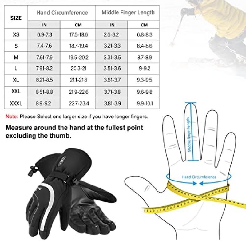 남성용 온열 스키 장갑 터치 스크린이 있는 충전식 전기 겨울 장갑 사이클링용 방풍 열 장갑 스키 운전 등산 하이킹 캠핑 달리기 냉동고 작업 차가운 손