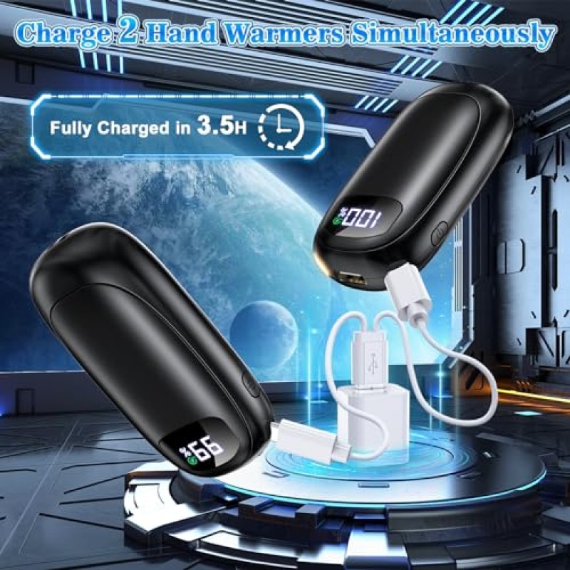 충전식 손난로 - 2팩 전기 손난로 14000mAh, 16시간 보온 양면 난방 최대 131°C, 재사용 가능한 손난로 레이노, 사냥, 골프, 캠핑용 포켓 히터