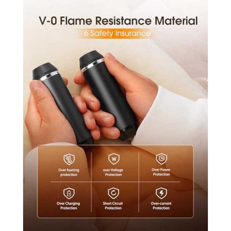 자기 손난로, 2팩 5000mAh 충전식 배터리로 작동되는 손난로, 3단계 열, 야외 손전등이 있는 전기 휴대용 포켓 히터, 캠핑, 하이킹, 사냥, 골프, 축구용