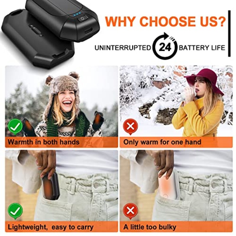2팩 손난로 충전식, 전기 손난로 재사용 가능, USB 핸드워머, 야외/실내/골프/캠핑/사냥/진통/시계 축구/야구/남성 여성을 위한 따뜻한 선물 어린이 생일 크리스마스