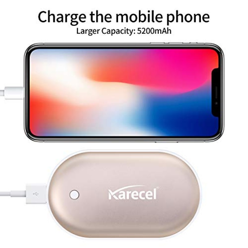 Karecel 손난로 충전식, 전기 손난로 재사용 가능 5200mAh 휴대용 USB 히터 배터리 핫 포켓 온열기 열 핸드워머, 남성과 여성을 위한 멋진 겨울 선물 야외 캠핑 스키