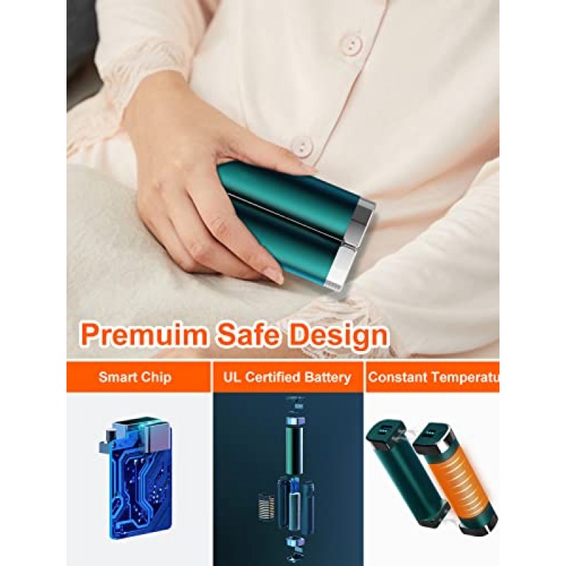 손난로 충전식 - 10000mAh 분할 자기 2팩, 3단계 전기 재사용 가능 손난로, 최대 15시간 예열 시간, 보조 배터리, 야외 활동, 골프, 캠핑, 스키용