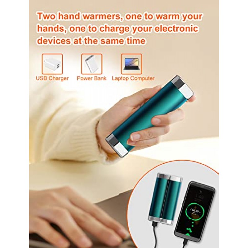 손난로 충전식 - 10000mAh 분할 자기 2팩, 3단계 전기 재사용 가능 손난로, 최대 15시간 예열 시간, 보조 배터리, 야외 활동, 골프, 캠핑, 스키용