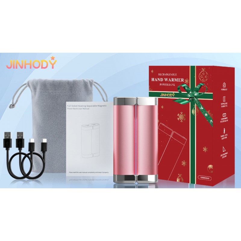 손난로 충전식 - 10000mAh 분할 자기 2팩, 3단계 전기 재사용 가능 손난로, 최대 15시간 예열 시간, 보조 배터리, 야외 활동, 골프, 캠핑, 스키용