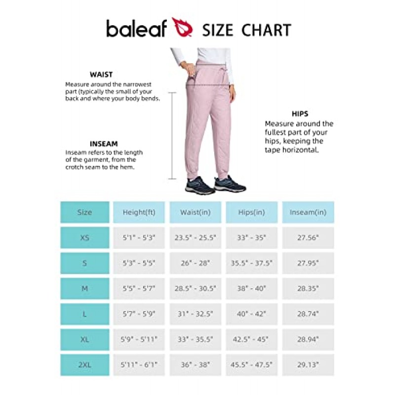 BALEAF 여성용 경량 푹신한 바지 퀼트 스노우 팬츠 스키 캠프용 퍼퍼 겨울 바지