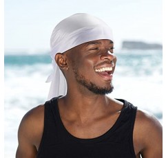 12 조각 Silky Durag 긴 꼬리 터번 모자를 쓰고 있죠 비니 모자 Headwraps 남성용 여성용 러닝 피트니스 사이클링 하이킹 캠핑