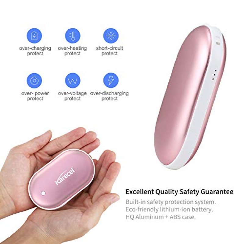 Karecel 충전식 손난로, 전기 손난로 5200mAh 보조베터리 재사용 가능한 손난로, 휴대용 USB 손난로 히터 배터리 포켓 워머, 추운 겨울 남성과 여성을 위한 최고의 선물