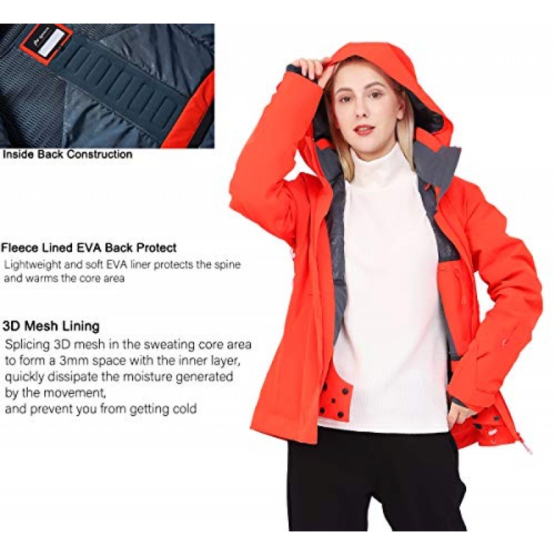 Fit space 스키 스노우보드 재킷 여성 방수 통기성 15K 겨울 스노우 코트 Tech-Wear