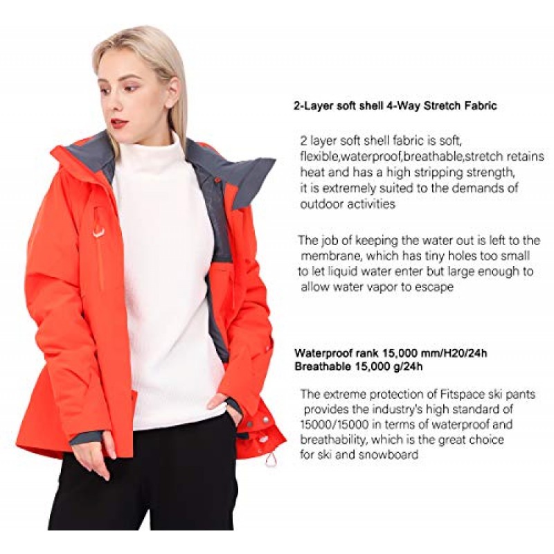 Fit space 스키 스노우보드 재킷 여성 방수 통기성 15K 겨울 스노우 코트 Tech-Wear