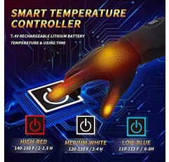 가열 장갑 라이너 - 여성용 남성용 가열 장갑, 스키 사냥 캠핑 하이킹 낚시 오토바이용 전기 충전식 전원 배터리 장갑