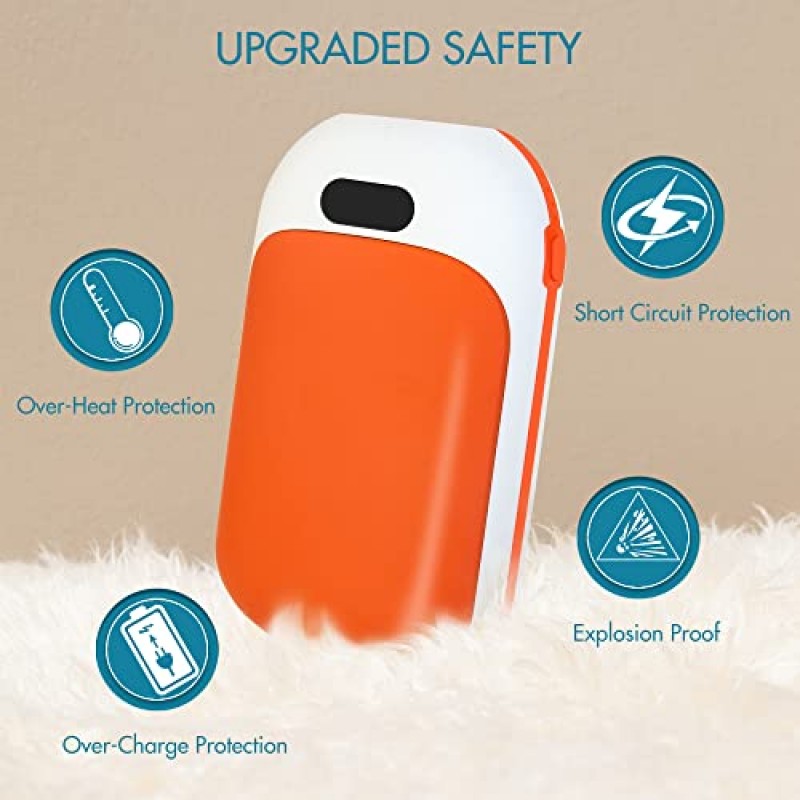 Winique 충전식 손난로, 10000mAh 재사용 가능한 전기 휴대용 포켓 히터/전원 은행, 12시간 지속되는 양면 열, Raynauds 야외 골프 캠핑 스키에 적합